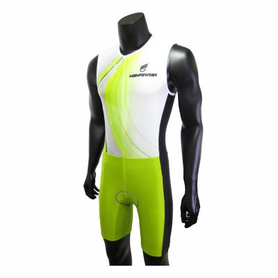 China Polyester Printing / Lycra OEM Factory Sublimation Transfer Triathlon Wear , Tri Suit Set Green Color for sale