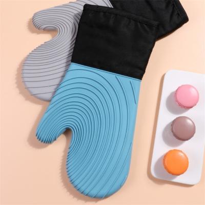 China High Quality Kitchen BBQ Thick Heat Resistant Baking Glove Sets Oven Gloves Silicone Custom Made Extreme Heat Resistant for sale