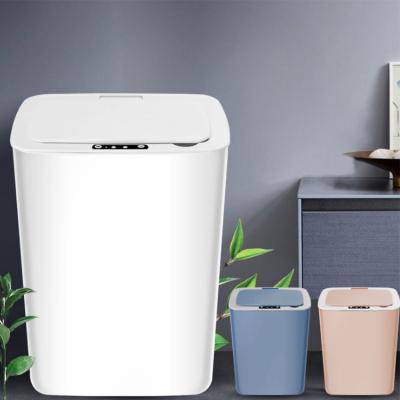 China Sustainable Home Using Waste Bin Sensor Auto Lid Openable Plastic Waste Bin Kitchen Trash Can With Sensor for sale