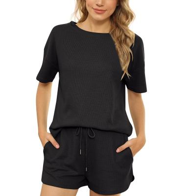 China Loungewear > Women's Clothing > Women's Waffle Suits Short Sleeve QUICK DRY Casual Women's Two Piece Suits for sale