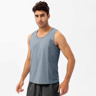 China Shirts & Polyester Gym Fitness Loose Knit T-shirt Sports Tops Breathable Quick Dry Mens Tank Tops Manufacture in China for sale