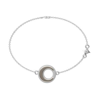 China Cute Silver Jewelry 925 Moon Circle Shape Pearlescent Bracelet For Girl for sale