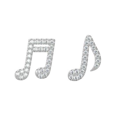 China Vintage Unique Girl's 925 Sterling Silver Zirconia Music Musical Note Earring Stud for sale