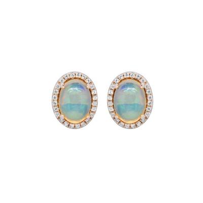 China Custom Vintage Rose Gold Plated 925 Sterling Siler Oval Opal Gemstone Earring Stud For Women for sale