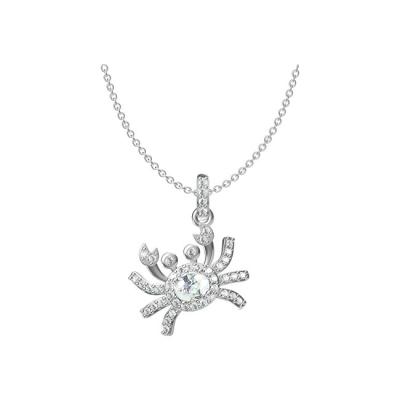 China FASHIONABLE Cute Animal Cubic Zircon Necklace Chain 925 Sterling Silver Crab Pendant White for sale