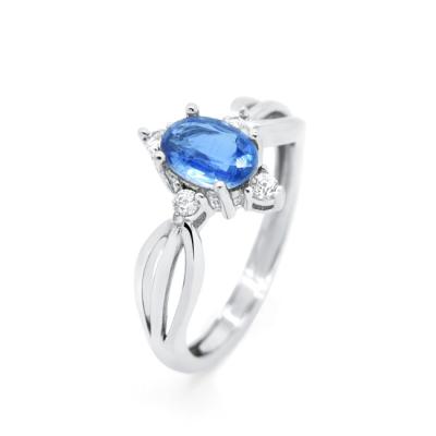 China Custom Fashion CLASSIC 925 Sterling Silver Oval Cut Blue Zircon Stone Ring for sale