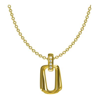 China Small Charm Rectangle Real Cute Custom Light Pure 14K Solid Gold Chain Pendant Necklaces for sale