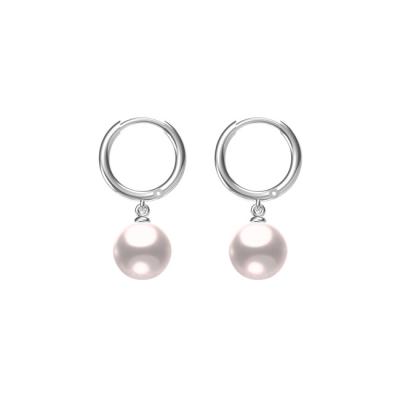 China 925 Sterling Silver Metal 12MM Real Elegant Natural Freshwater Pearl Circle Dangle Earring for sale