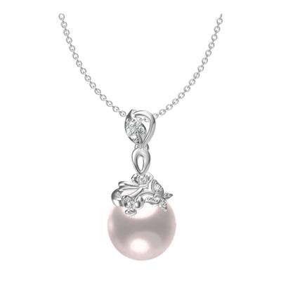 China 925 Sterling Silver CZ Zirconia Pearl Butterfly and Flower TRENDY Necklace for sale