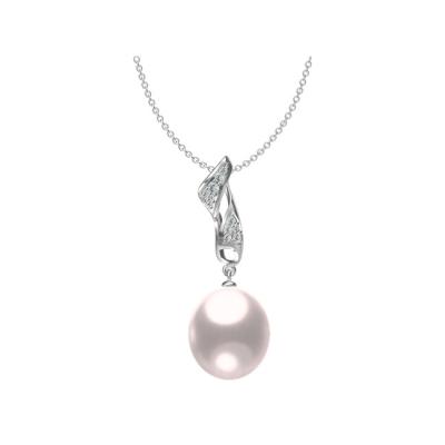 China FASHIONABLE Custom Pearl Freshwater 925 Sterling Silver Cubic Zirconia CZ Long Necklace for sale