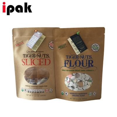 China Food Customized Logo Printing Zip Lock Aluminum Foil Rack Up Biodegradable Kraft Paper Packaging Bags With Window for sale