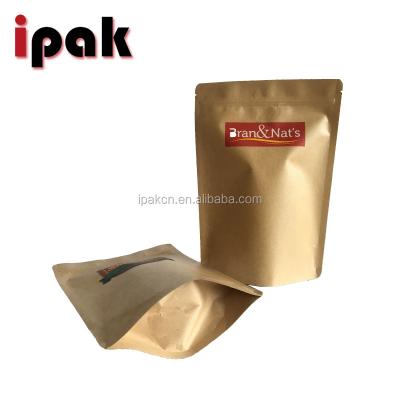 China Custom Compostable Moisture Proof Biodegradable Kraft Paper Pouch Food Packaging Bag Zipper Bags Stand Up for sale