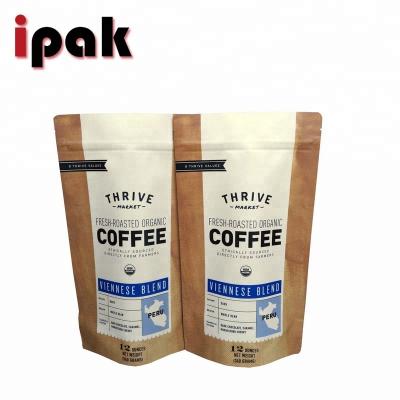 China Moisture Proof Digital Printing Custom Logo Food Packaging Stand Pouch Recyclable Kraft Paper Coffee Bag for sale