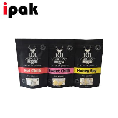 China Custom Matte Pouch Stand Plastic 500g Dry Beef Packing Bag Moisture Proof With Window for sale