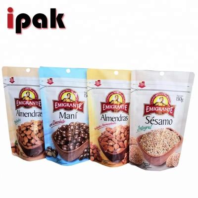 China Custom Matte Moisture Proof Stand Up Food Packaging Bags For Snacks Pistachio Prep Nuts for sale