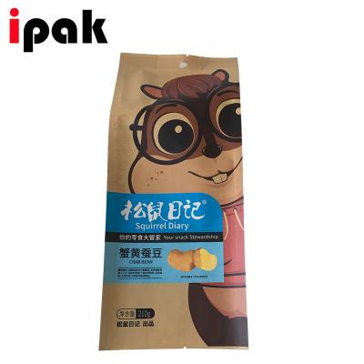 China Wholesale Coffee Food Grade Laminated Custom Printing Kraft Paper 250g 500g Back Sealed Side Gusset Snacks Nuts Bags for sale