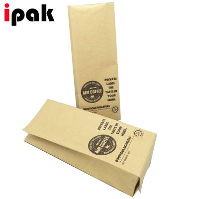 China Side Moisture Proof Gusset Food Packaging 250g Aluminum Foil Lined Kraft Paper Coffee Bags for sale