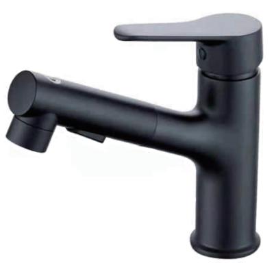 China Kmry Matte Black Single Handle Hole Lever Bathroom Toilet Vanity Wash Water Metered Pull Out Basin Sink Faucet for sale