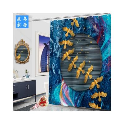 China Exquisite Waterproof Square Printed Shower Curtain Made In Sustainable Toilet Polyester Factory for sale