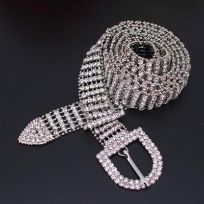 China Flatback Diamond Crystal Ladies Waist Belt Shiny Women's Rhinestone Belt For Jeans Dresses Silver Gold for sale