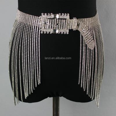 China Sexy Flatback Festival Chain Belt Rhinestone Body Chain Women Sparkle Skirt Body Jewelry Summer Beach Crystal Chain Jewelry for sale