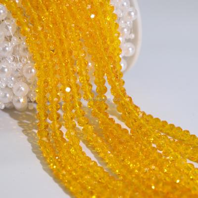 China Crystal 4mm, 6mm, 8mm, 10mm crystal glass yellow bead in bulk for sale