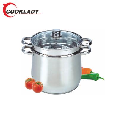 China Multifunctional Viable Maker 3 Pieces Steamer Cooker Soup Pot Stainless Steel Steamer Pot Cookware Set for sale