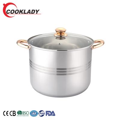 China Manufacturer Supplier Glass Large Soup Pots Sustainable Cookware Cooking Pot Stainless Steel Stock Pot for sale