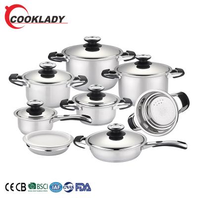 China 2020 new design steamer pot stainless steel edge shape metal kitchenware viable and luxury wide cookware set for sale