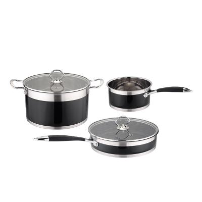 China Best Viable China Induction Cookware 5Pcs Stainless Steel Single Handle Non-Stick Cookware Set for sale