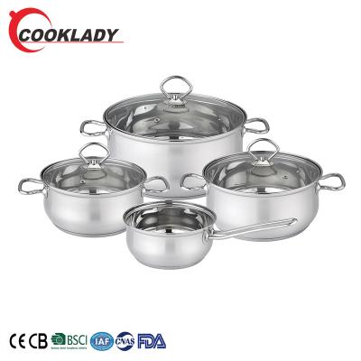 China Viable Hot Sale High Quality German Style Sliver Coating Cookware Sets Kitchenware Stainless Steel Pots And Pans Cookware Set for sale