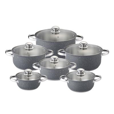 China Sustainable Hot Sale 12Pcs Metal Handle Stainless Steel Stock Pot Pot Cookware Set for sale