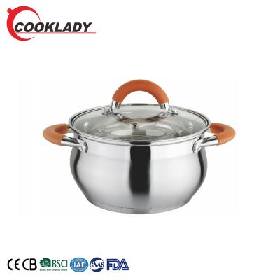 China Factory Supply Sustainable Market Elegant Style 16cm Stainless Steel European Kitchen Casserole for sale