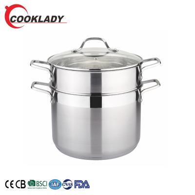 China Factory Wholesale Price Big Sale Sustainable Hot 2 Layers Stainless Steel Pot Hot Candy Cooking Pot Steamer Pot for sale