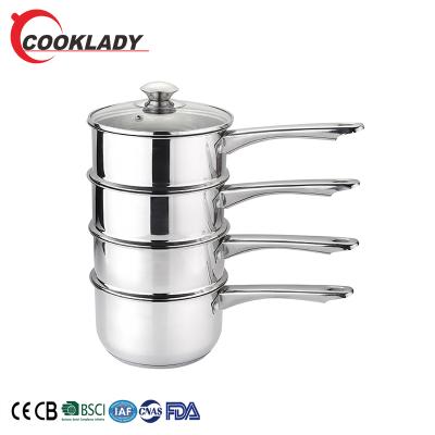 China 2021 New Viable Cheap Price 5Pcs Stainless Steel Food Steamer Pot With 20Cm Steamer Insert for sale