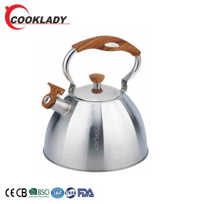 China Manufacturer Supplier 3.5L Oval Body Shape Viable Stainless Steel Teapot Maker Whistling Tea Kettle With Stationary Handle for sale