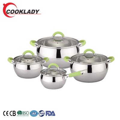 China 8Pcs 5Ply Kitchen Pots Stainless Steel Apple Shape Cookware Set Viable Economical And Efficient Casserole for sale