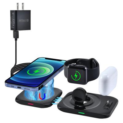 China Smart Watch Portable Radio Charging Pad 10W Fast 4 In 1 Wireless Charger Station For iPhone 12 11 Pro Max For Airpods For Apple Watch for sale