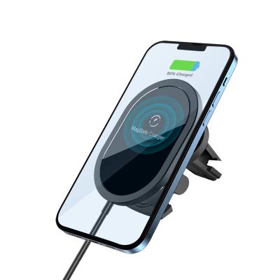 China 2021 Mobile Phone Charger Car Magnetic Qi 15W Wireless Charger For iPhone 12 Magnet Car Wireless Charger for sale