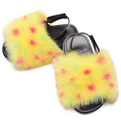 China Wholesale Deodorization Dropshipping PVC Single Child Infant Kids and Girl Fur Slipper Fluffy Hairy Sandals Slides for sale