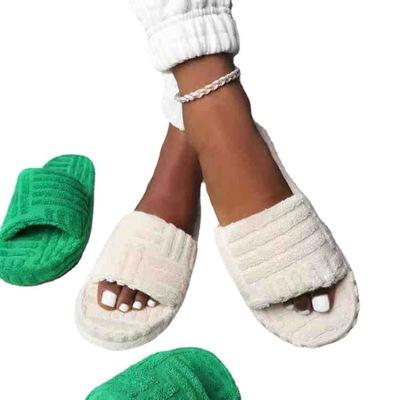 China Fashion Trend Wool Large Size Thick Unique Warm Slippers for Women Fashion Hot Sale New Embossed Towel Cotton Slippers High Quality Women Shoes for sale