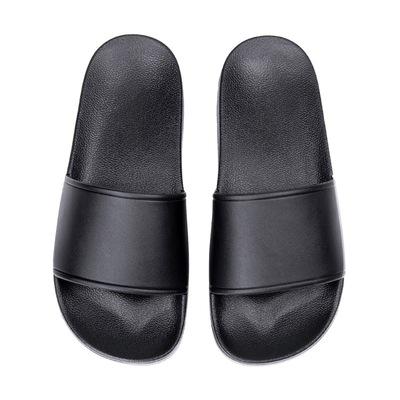 China CUSHIONING Wholesale Black Beach Summer Custom Logo Rubber Pvc Slippers Slides Shoes For Men for sale