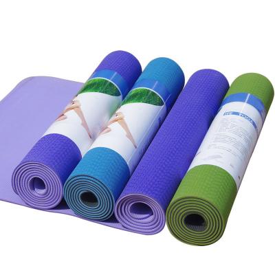 China Durable And Comfortable Red Blue Green Pink Purple Waterproof Non Slip Tape Yoga Mat With Free Strap for sale