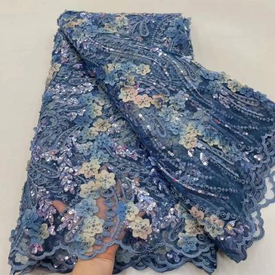 China New Viable Handmade Sequin Lace Design Flowers High Quality Wedding Dress Tulle Fabric for sale