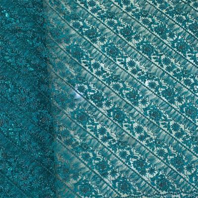 China New Arrival Sustainable High Quality Low Price Beaded Lace Fabric Embroidery for sale