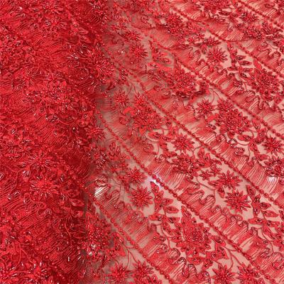 China 2022 viable new fashion low price embroidery lace fabric beads for sale