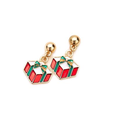 China Lovely Christmas Gift Enamel Cute Drop Earrings TRENDY Box Shaped Earrings for sale