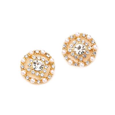 China Elegant Hot Selling Premium Quality Pave Stone And Pearl Stud Earrings For Women for sale