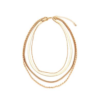 China FASHIONABLE Gold Plated Row Multi Chains Brass Necklace Classic Short Chain Necklace for sale