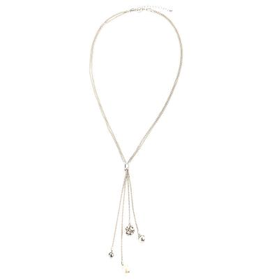 China Europe and America silver tone corn chain bead drop lasso necklace chain charm tassel necklace for sale